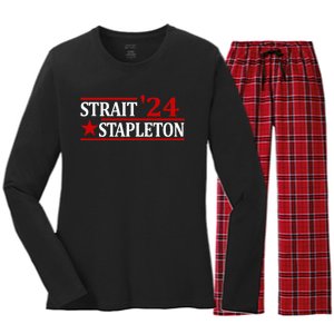 S.T.A.P.L.E.T.O.N S.T.R.A.I.T 24 Retro Country Cowboy Western Women's Long Sleeve Flannel Pajama Set 