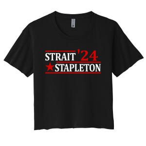 S.T.A.P.L.E.T.O.N S.T.R.A.I.T 24 Retro Country Cowboy Western Women's Crop Top Tee