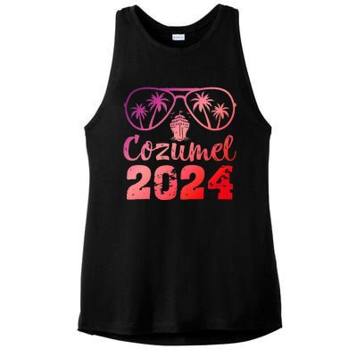 Summer Sunglasses 2024 Vacation Mexico Cozumel Beach Ladies PosiCharge Tri-Blend Wicking Tank