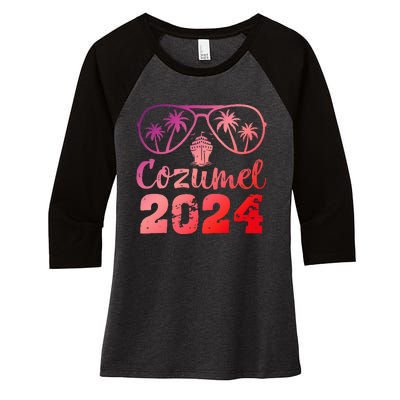 Summer Sunglasses 2024 Vacation Mexico Cozumel Beach Women's Tri-Blend 3/4-Sleeve Raglan Shirt