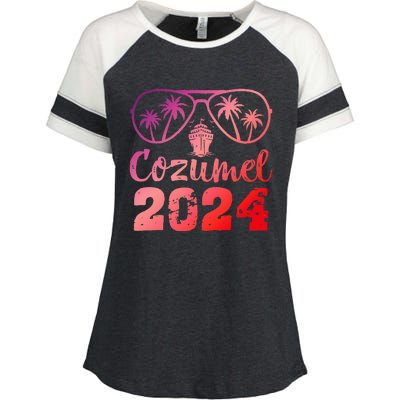 Summer Sunglasses 2024 Vacation Mexico Cozumel Beach Enza Ladies Jersey Colorblock Tee