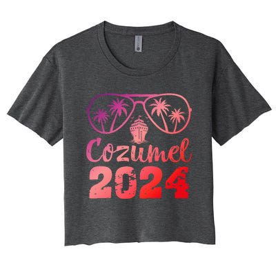 Summer Sunglasses 2024 Vacation Mexico Cozumel Beach Women's Crop Top Tee