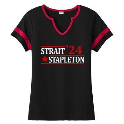 S.T.A.P.L.E.T.O.N S.T.R.A.I.T 24 Vintage Country Cowboy Western Ladies Halftime Notch Neck Tee