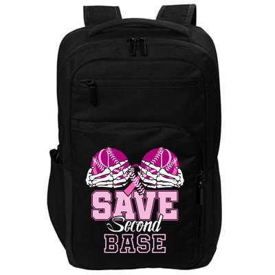 Save Second 2nd Base Funny Baseball Breast Cancer Awareness Impact Tech Backpack