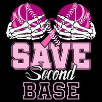 Save Second 2nd Base Funny Baseball Breast Cancer Awareness Flat Bill Trucker Hat