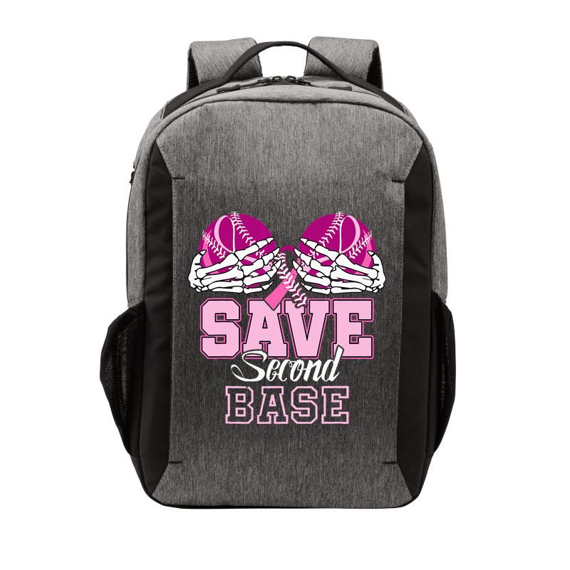 Save Second 2nd Base Funny Baseball Breast Cancer Awareness Vector Backpack