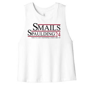 Smails Spaulding 2024 You'll Get Nothing And Like It Women's Racerback Cropped Tank