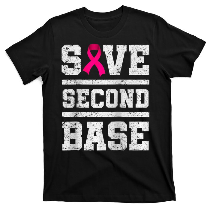 Save Second 2nd Base Funny Breast Cancer Awareness Month Raglan T-Shirt