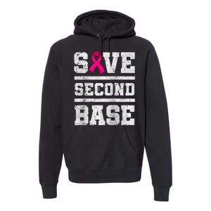 Save Second 2nd Base Funny Breast Cancer Awareness Month Raglan Premium Hoodie