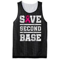 Save Second 2nd Base Funny Breast Cancer Awareness Month Raglan Mesh Reversible Basketball Jersey Tank