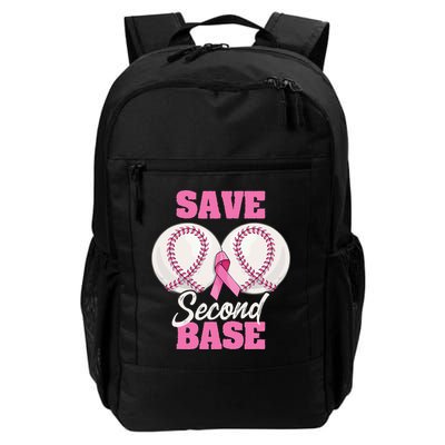 Save Second 2nd Base Funny Baseball Breast Cancer Awareness Backpack