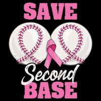 Save Second 2nd Base Funny Baseball Breast Cancer Awareness Drawstring Bag