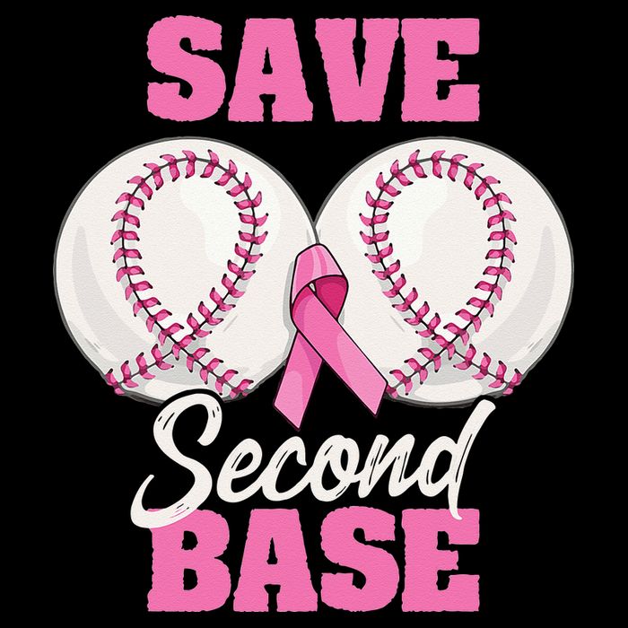Save Second 2nd Base Funny Baseball Breast Cancer Awareness Drawstring Bag