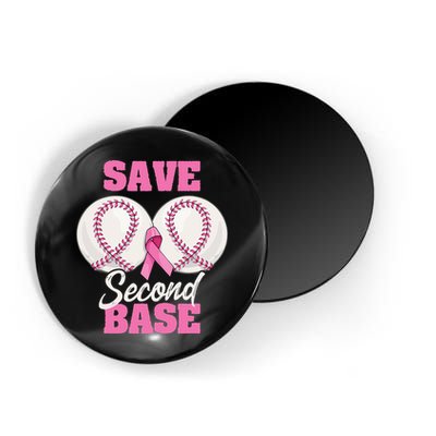 Save Second 2nd Base Funny Baseball Breast Cancer Awareness Magnet