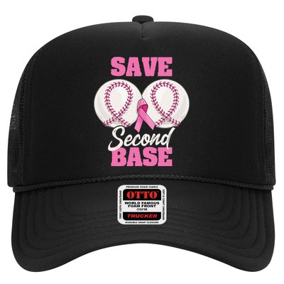 Save Second 2nd Base Funny Baseball Breast Cancer Awareness Hat