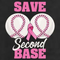 Save Second 2nd Base Funny Baseball Breast Cancer Awareness Hat