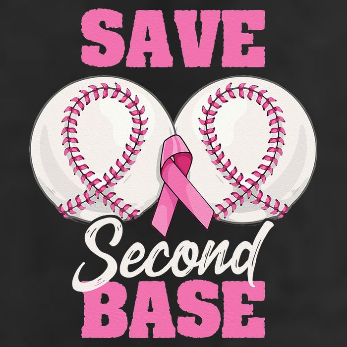 Save Second 2nd Base Funny Baseball Breast Cancer Awareness Hat