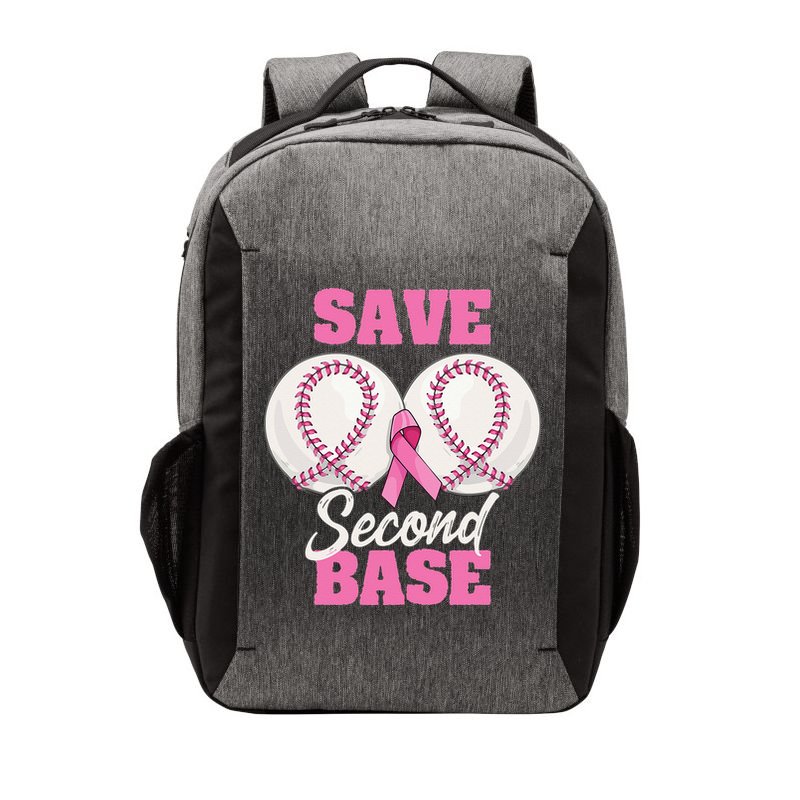 Save Second 2nd Base Funny Baseball Breast Cancer Awareness Vector Backpack