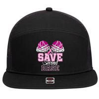 Save Second 2nd Base Baseball Breast Cancer 7 Panel Mesh Trucker Snapback Hat