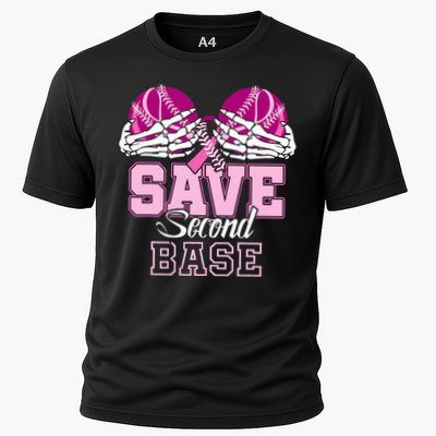 Save Second 2nd Base Baseball Breast Cancer Cooling Performance Crew T-Shirt