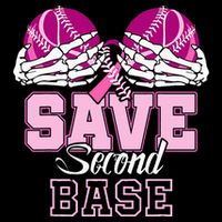 Save Second 2nd Base Baseball Breast Cancer Cooling Performance Crew T-Shirt