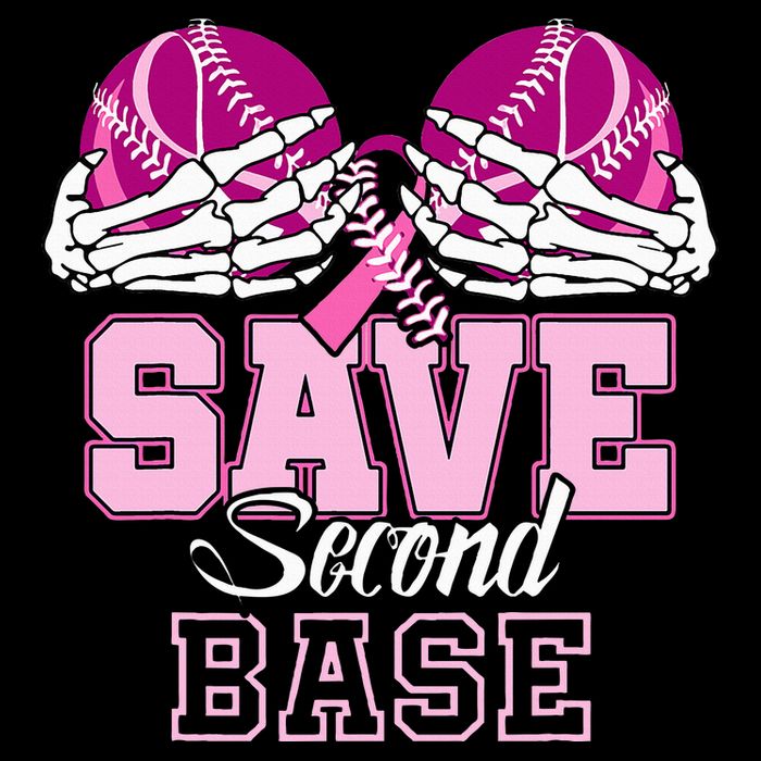 Save Second 2nd Base Baseball Breast Cancer Cooling Performance Crew T-Shirt