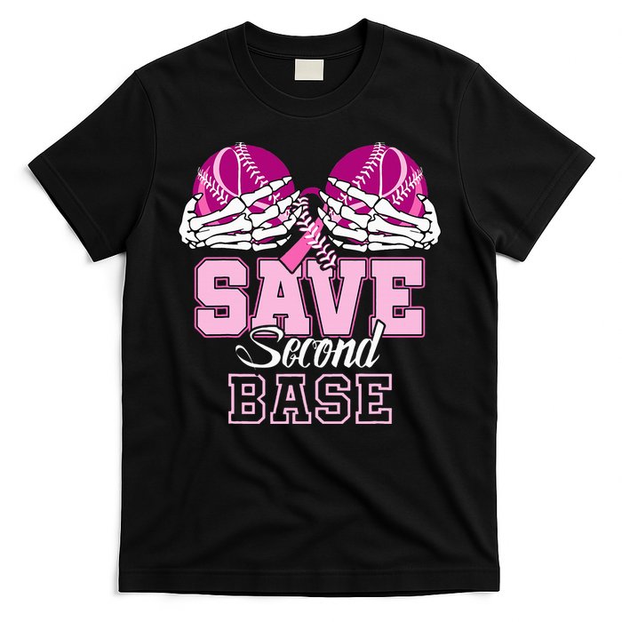 Save Second 2nd Base Baseball Breast Cancer T-Shirt