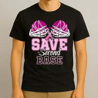 Save Second 2nd Base Baseball Breast Cancer T-Shirt