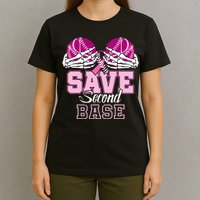Save Second 2nd Base Baseball Breast Cancer T-Shirt