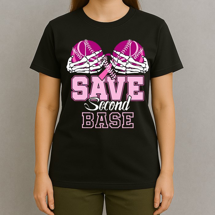 Save Second 2nd Base Baseball Breast Cancer T-Shirt