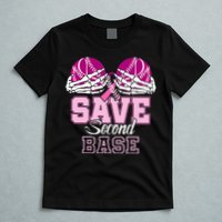Save Second 2nd Base Baseball Breast Cancer T-Shirt
