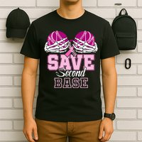 Save Second 2nd Base Baseball Breast Cancer T-Shirt