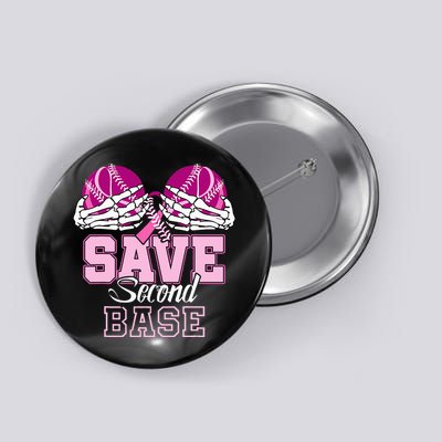 Save Second 2nd Base Baseball Breast Cancer Button