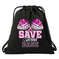 Save Second 2nd Base Baseball Breast Cancer Drawstring Bag