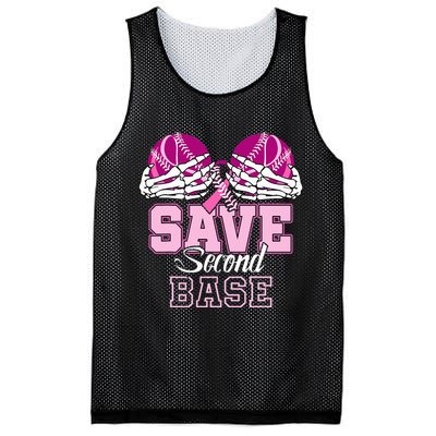 Save Second 2nd Base Baseball Breast Cancer Mesh Reversible Basketball Jersey Tank
