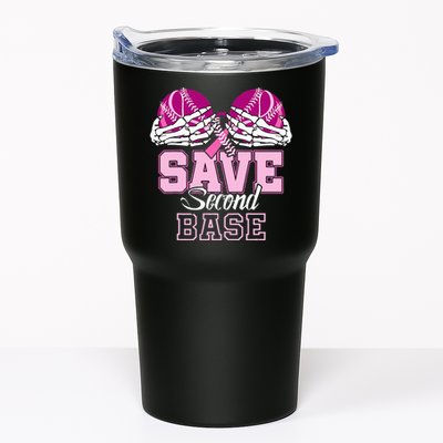 Save Second 2nd Base Baseball Breast Cancer Tumbler