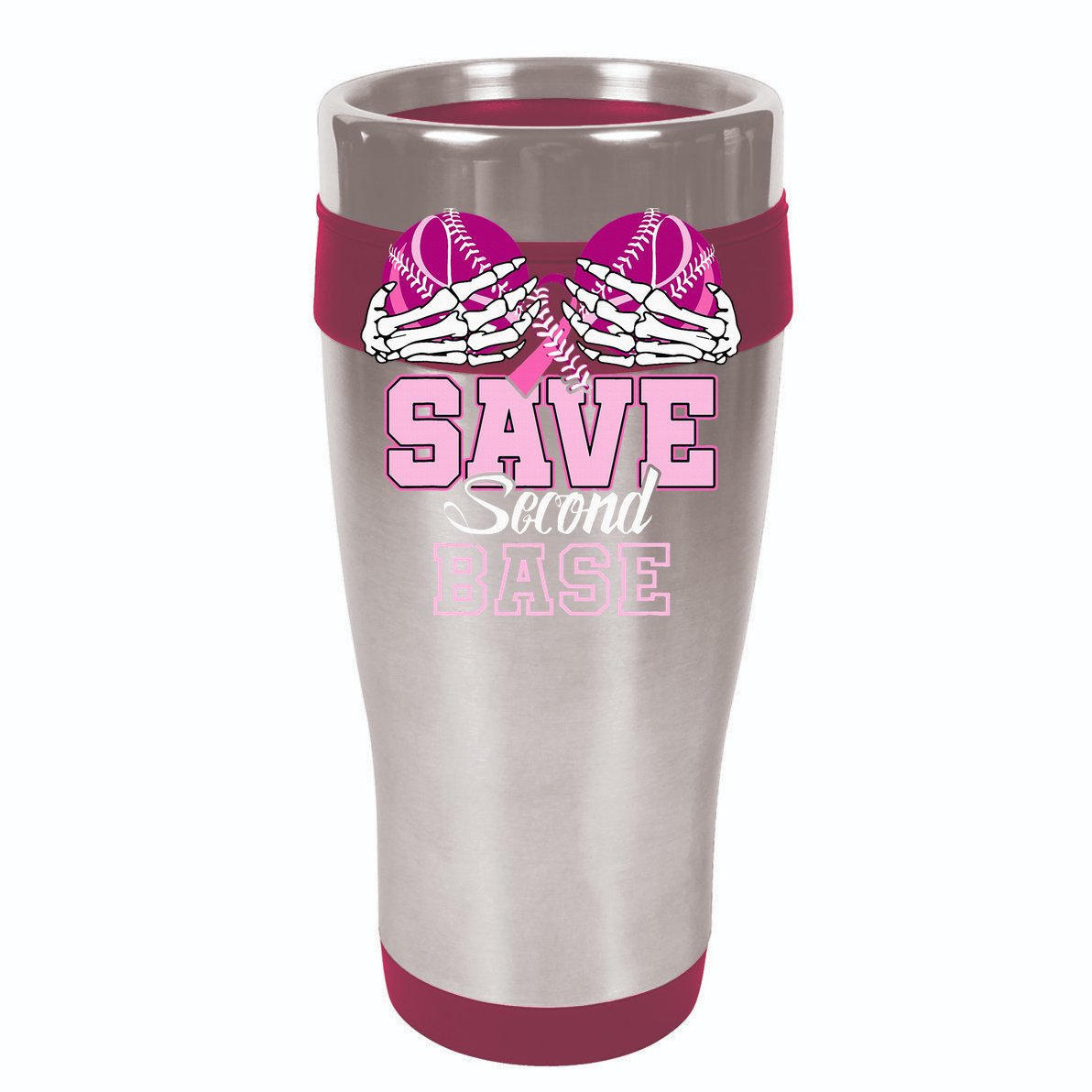 Save Second 2nd Base Baseball Breast Cancer Cooling Performance Long Sleeve Crew