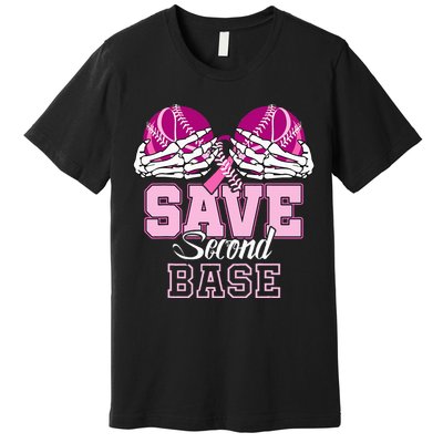 Save Second 2nd Base Baseball Breast Cancer Premium T-Shirt