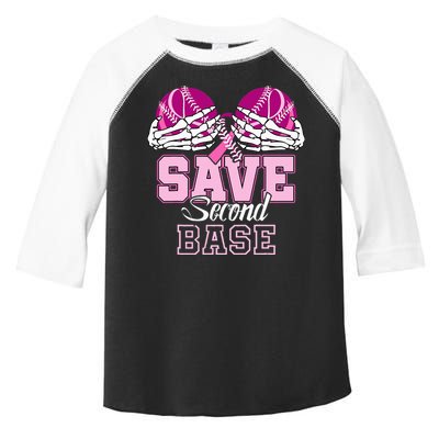Save Second 2nd Base Baseball Breast Cancer Toddler Fine Jersey T-Shirt