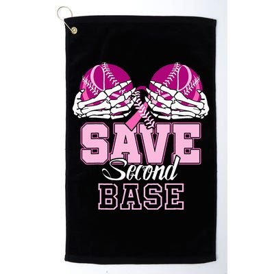 Save Second 2nd Base Baseball Breast Cancer Golf Towel