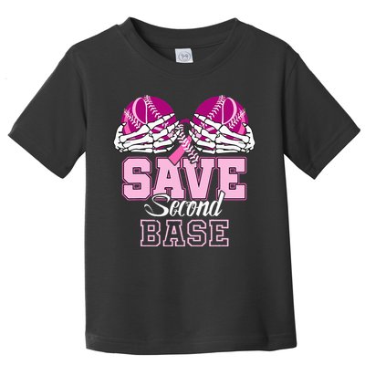 Save Second 2nd Base Baseball Breast Cancer Toddler T-Shirt