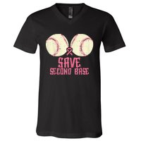 Support Save 2nd Base Breast Cancer For Women Men Classic V-Neck T-Shirt