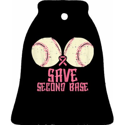 Support Save 2nd Base Breast Cancer For Women Men Classic Ceramic Bell Ornament