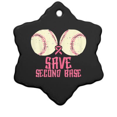 Support Save 2nd Base Breast Cancer For Women Men Classic Ceramic Star Ornament