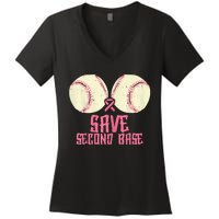 Support Save 2nd Base Breast Cancer For Women Men Classic Women's V-Neck T-Shirt