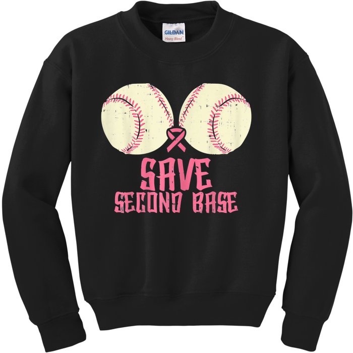 Support Save 2nd Base Breast Cancer For Women Men Classic Kids Sweatshirt