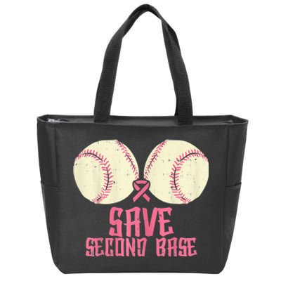 Support Save 2nd Base Breast Cancer For Women Men Classic Zip Tote Bag