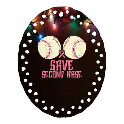 Support Save 2nd Base Breast Cancer For Women Men Classic Ceramic Oval Ornament