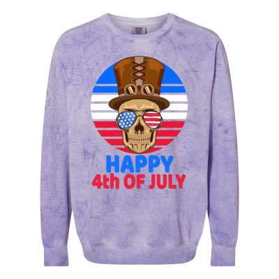 Steampunk Skull 4th Of July For Steampunk Lover July 4th Gift Colorblast Crewneck Sweatshirt