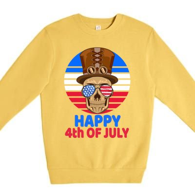 Steampunk Skull 4th Of July For Steampunk Lover July 4th Gift Premium Crewneck Sweatshirt